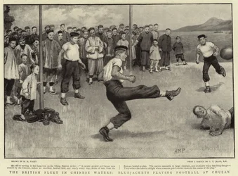 The British Fleet in Chinese Waters, Bluejackets playing Football at Chusan